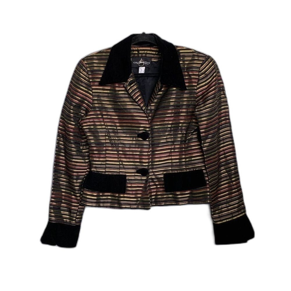 JS Collections Petite Women's Striped Blazer Size 10 Multicolor Vintage